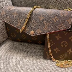 Wallet on chain brown monogram bag